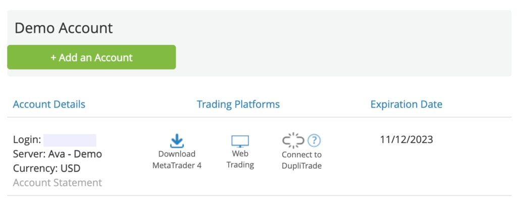 Using an AvaTrade demo account