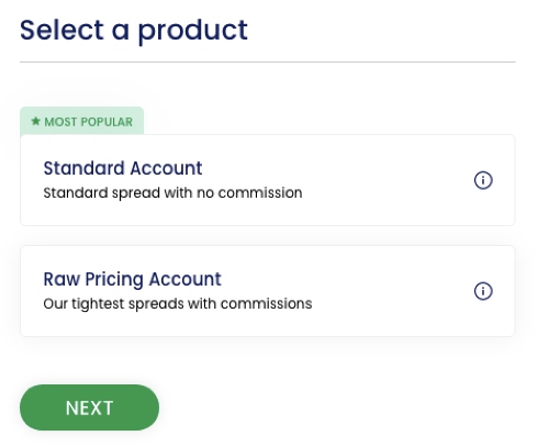 Signing up for a new trading account with Forex.com
