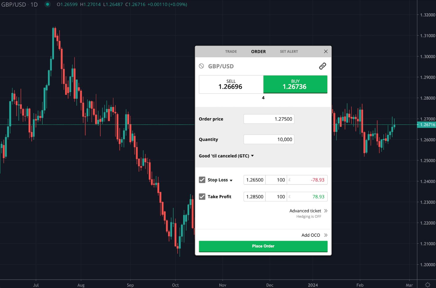 FOREX.com WebTrader platform