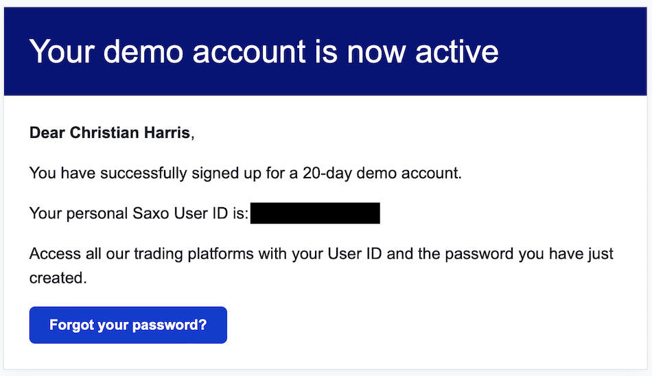 SaxoTrader demo account