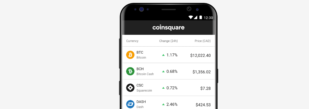 Coinsquare mobile app