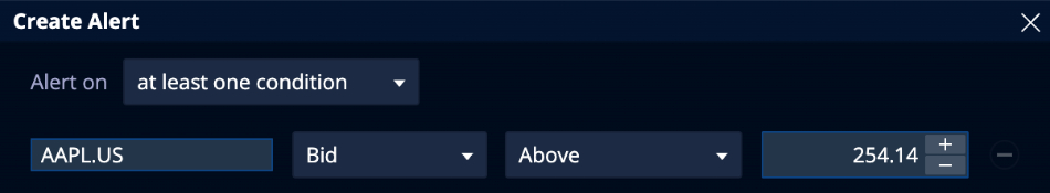 Setting up an alert on Apple stock at Pepperstone