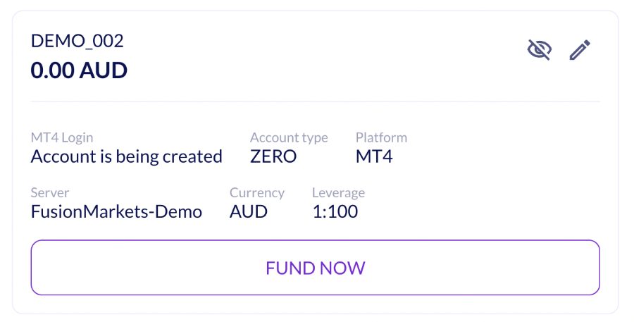 Opening a demo account at Fusion Markets