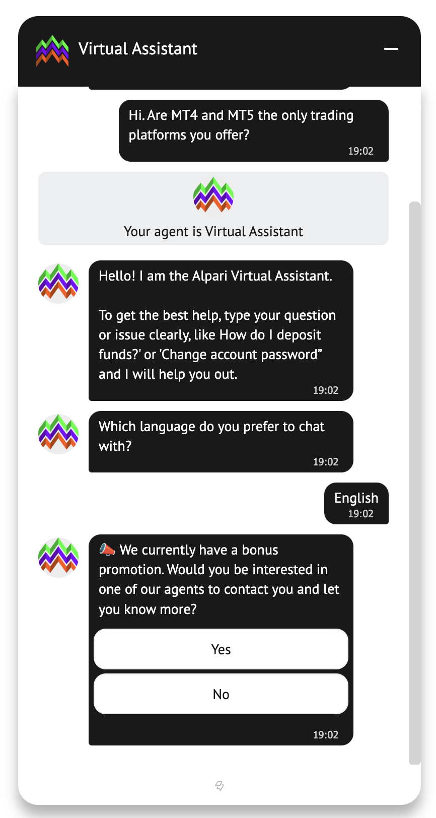 Alpari live chat