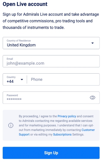 How to create an Admiral Markets account