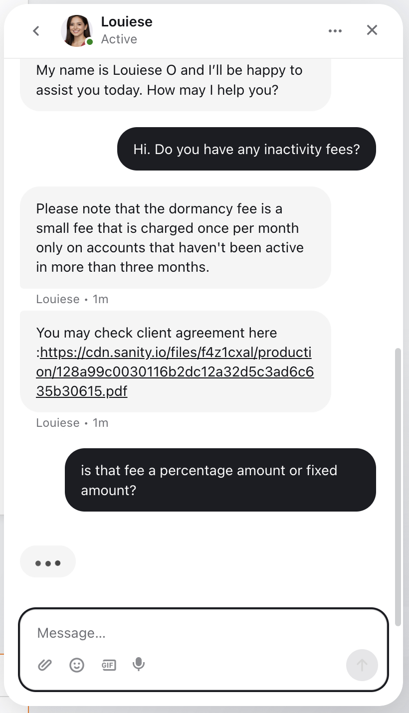 TIOmarkets' live chat
