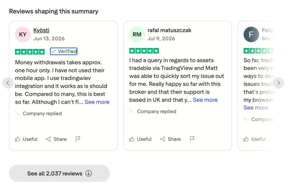 Trade Nation Trustpilot reviews