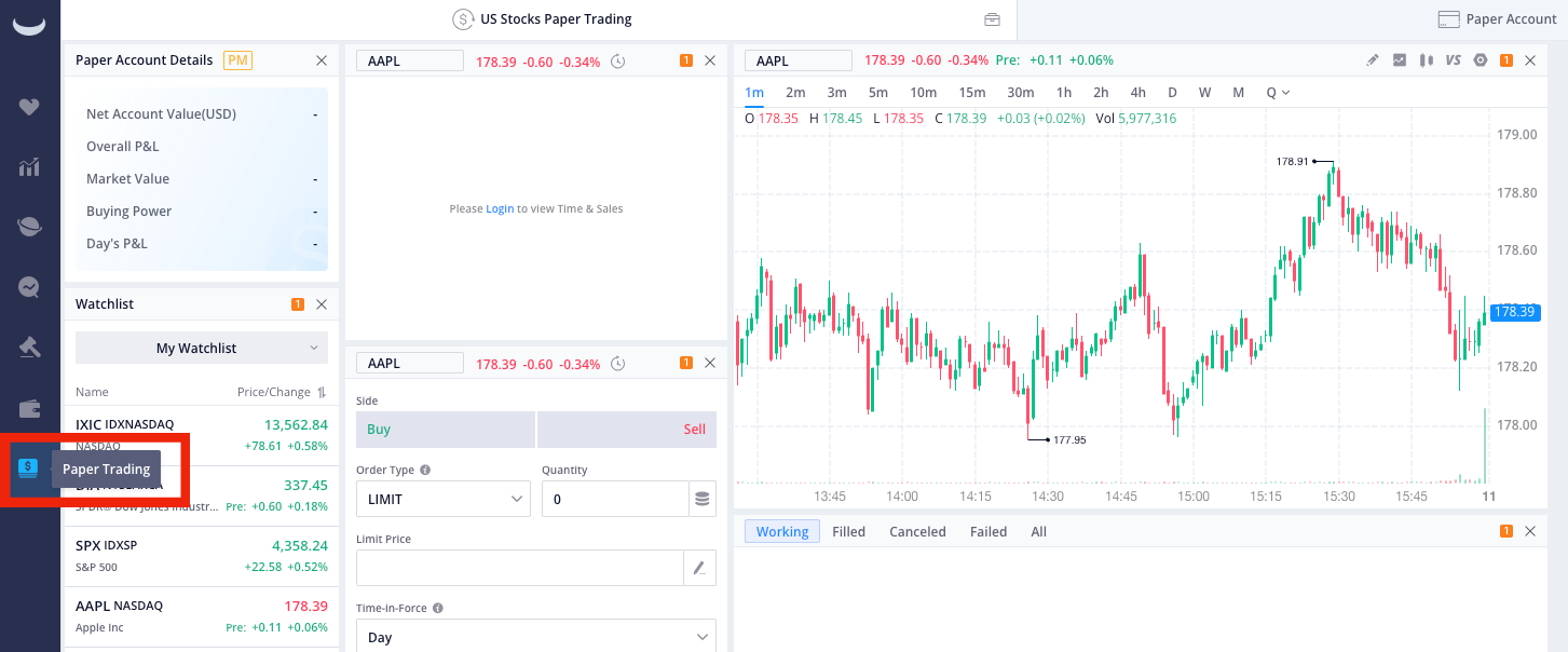 Demo account at Webull