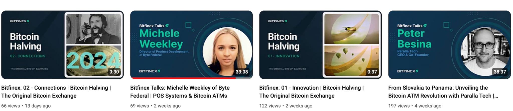 Bitfinex channels on YouTube