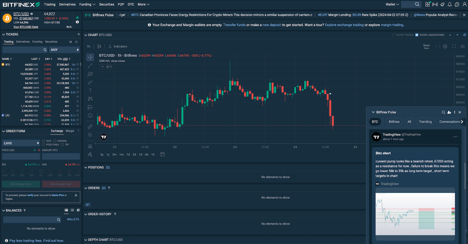 Bitfinex charting platform