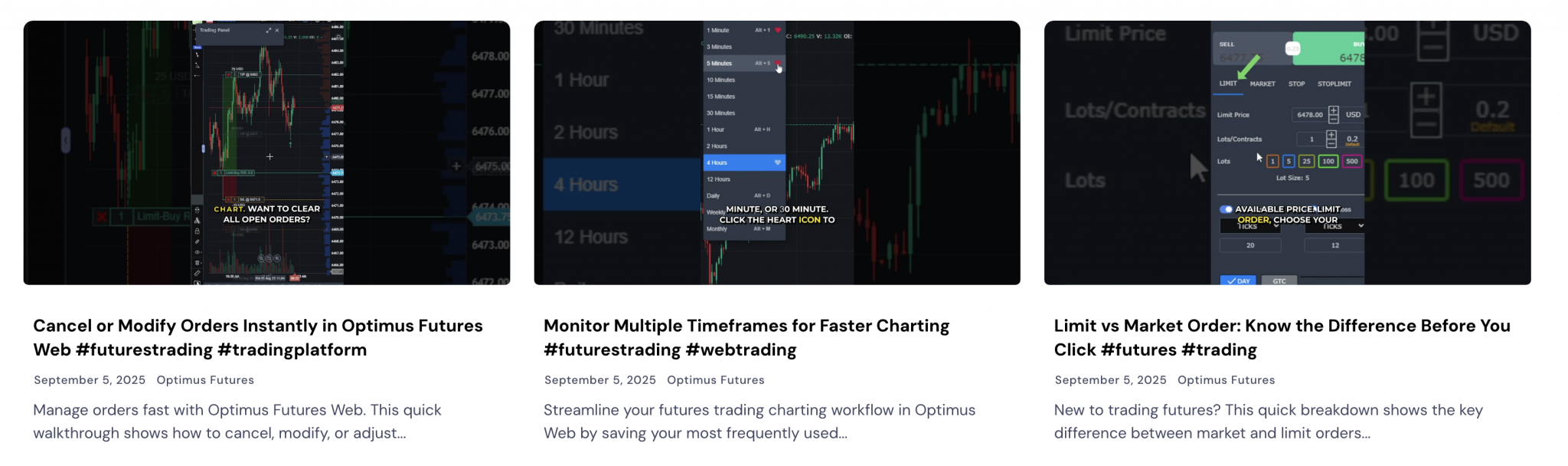 Optimus Futures training videos