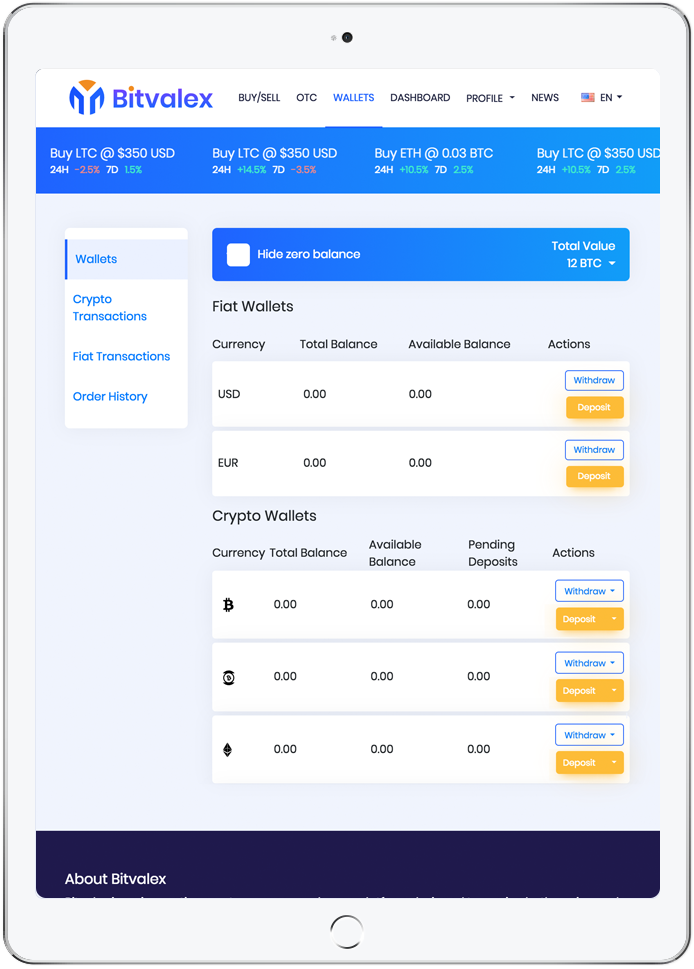 Bitvalex mobile app