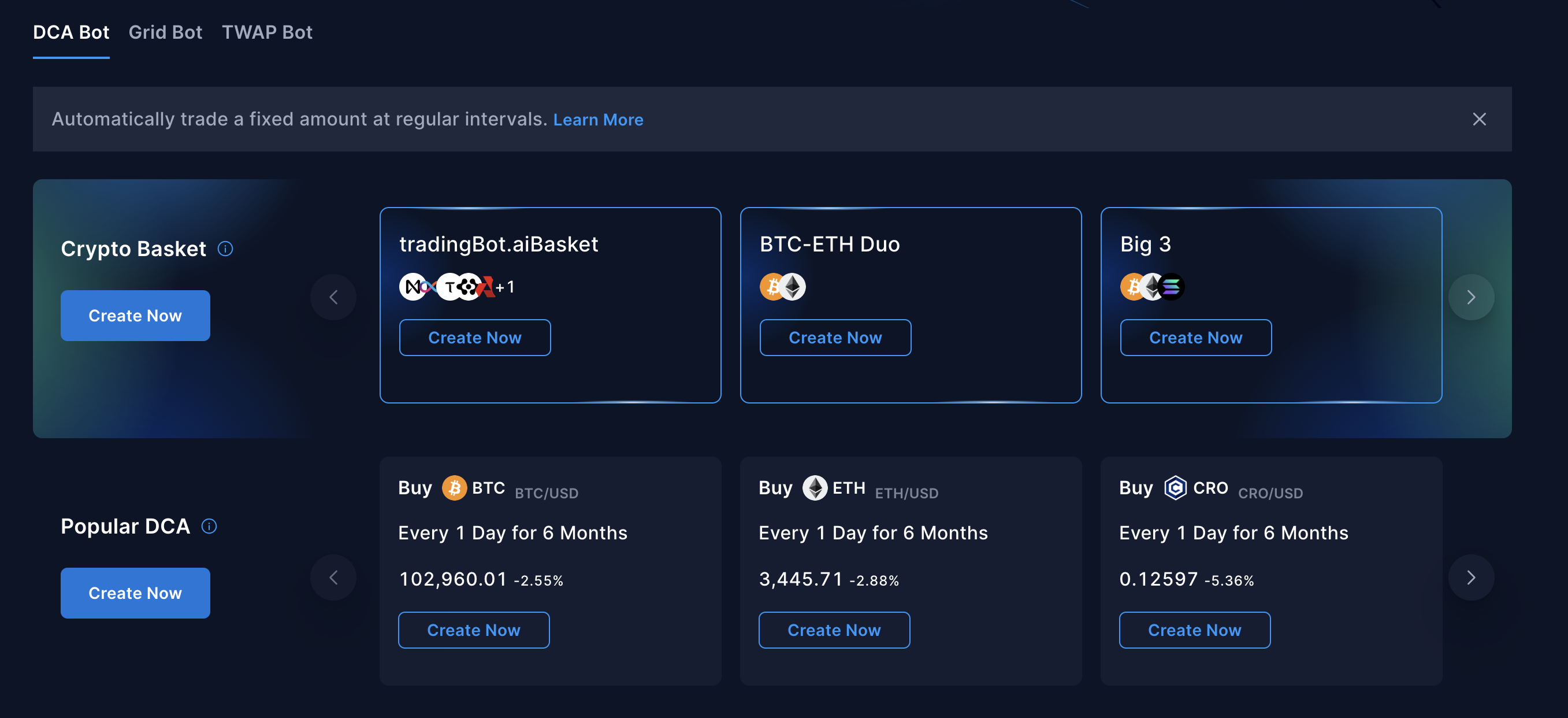 Trading bots in Crypto.com platform