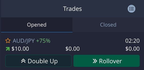 Double up and rollover features on Pocket Option binary platform