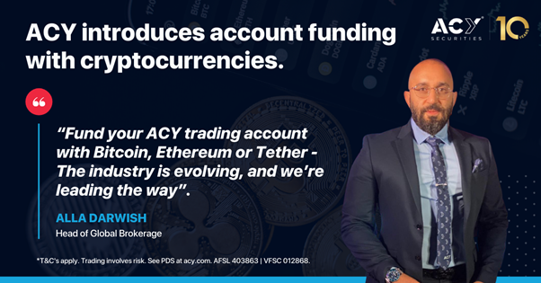ACY Securities crypto funding methods include BTC, ETH and USDT