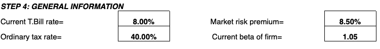 lbo Define Tax Rate and Cost of Equity Inputs