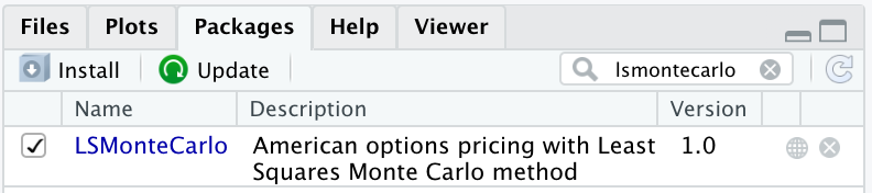 packages tab in r