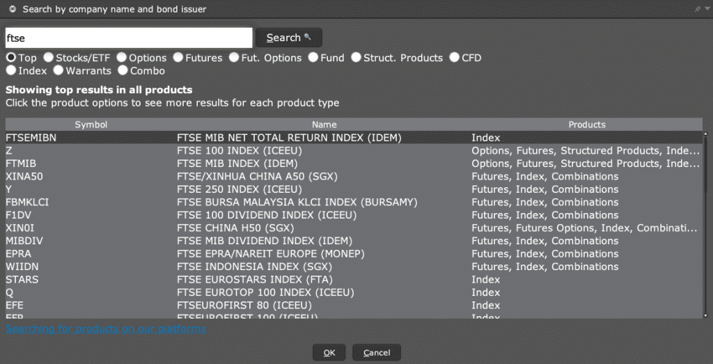 FTSE index lookup