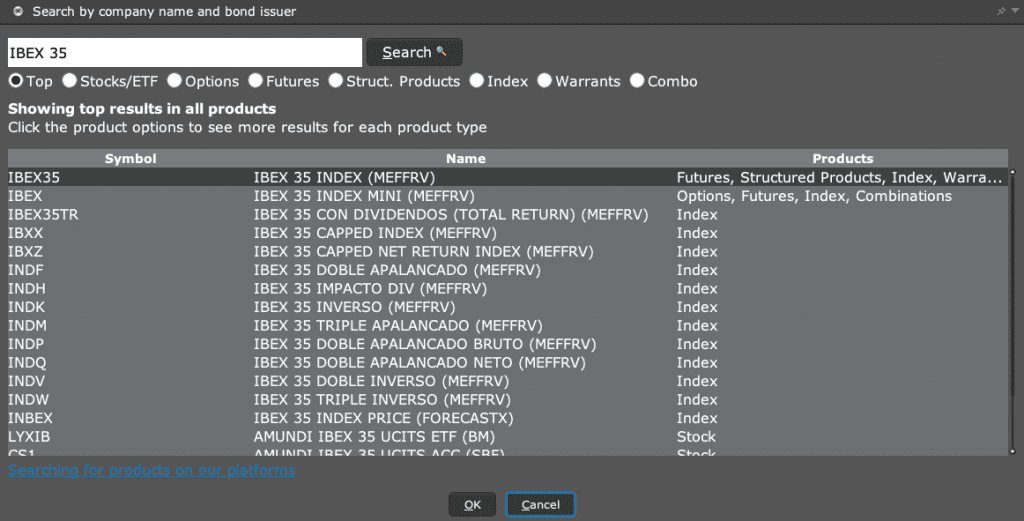 IBEX 35 product list Interactive Brokers