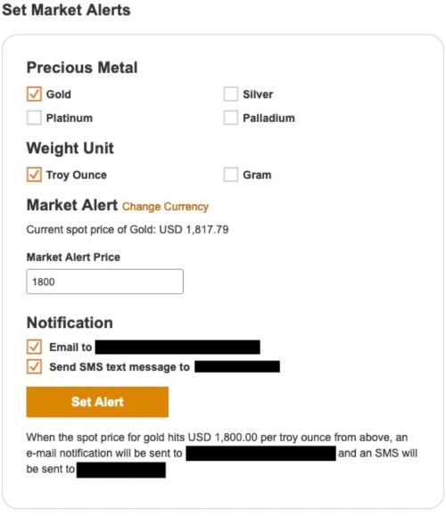 BullionStar price alerts