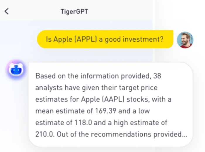 TigerGPT Apple investment recommendation