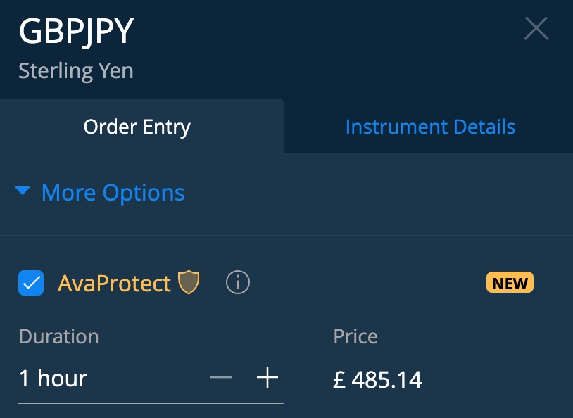 Using AvaTrade Protect on margin trading position