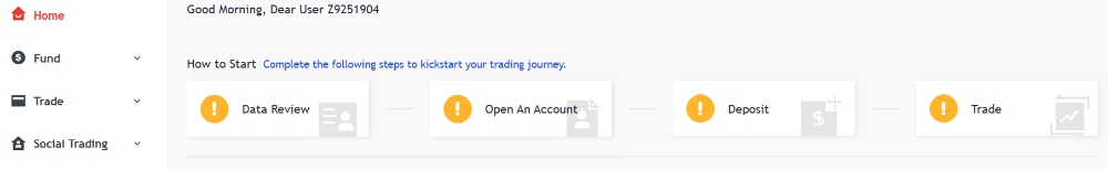 Opening a new account at Doo Prime