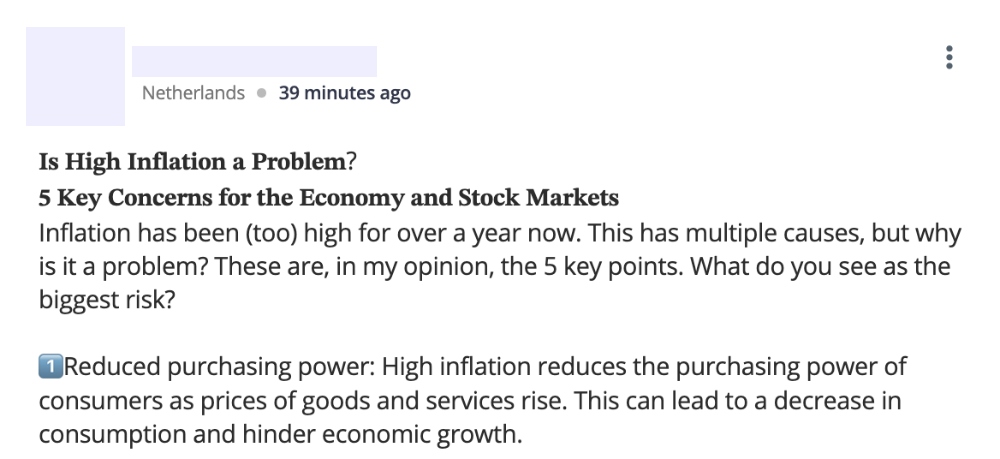 Screenshot of social forum post from an eToro strategy provider