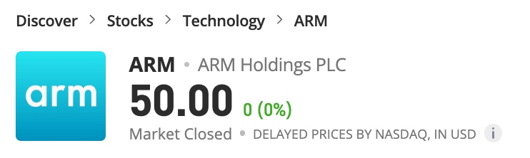 ARM shares on eToro platform