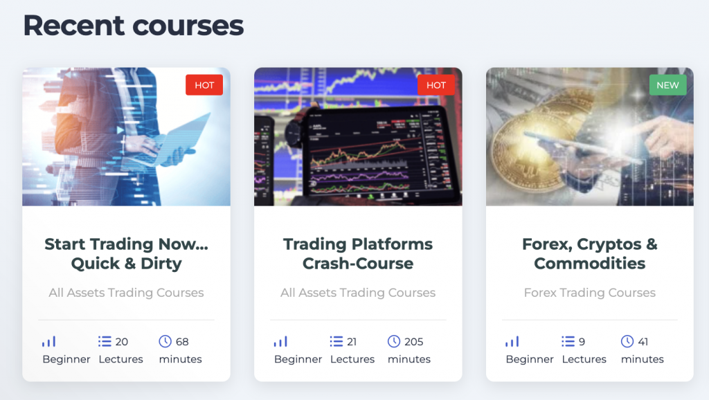 List of recent forex courses in the AvaTrade Academy