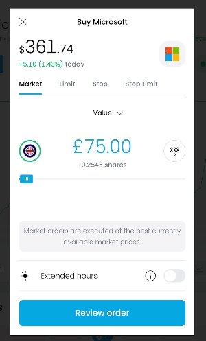 Buying Microsoft fractional shares