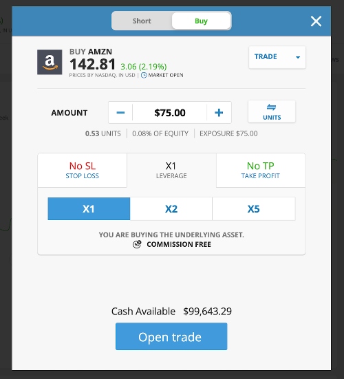 Purchasing Amazon fractional shares