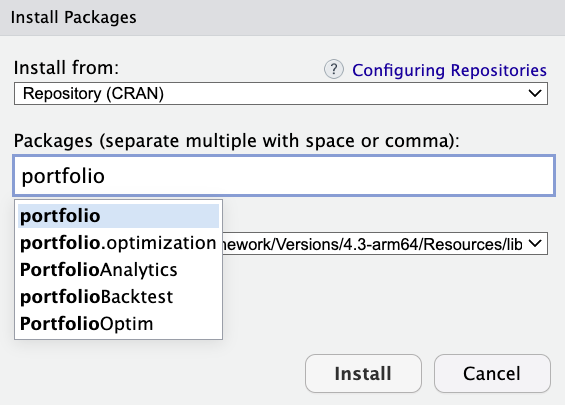 R packages portfolio optimization