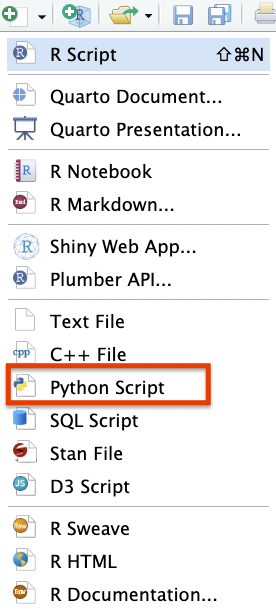 Setup a Python Script in R Studio