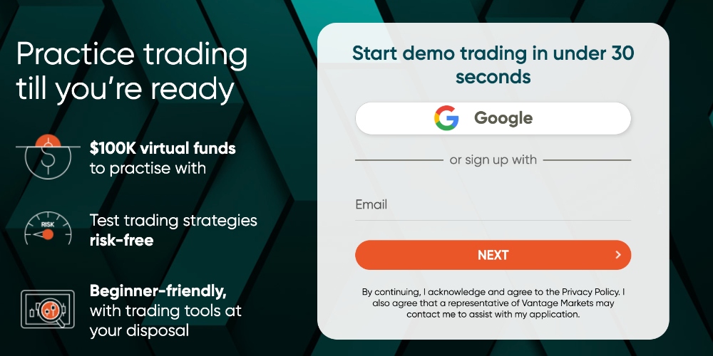 Opening a Vantage demo trading account