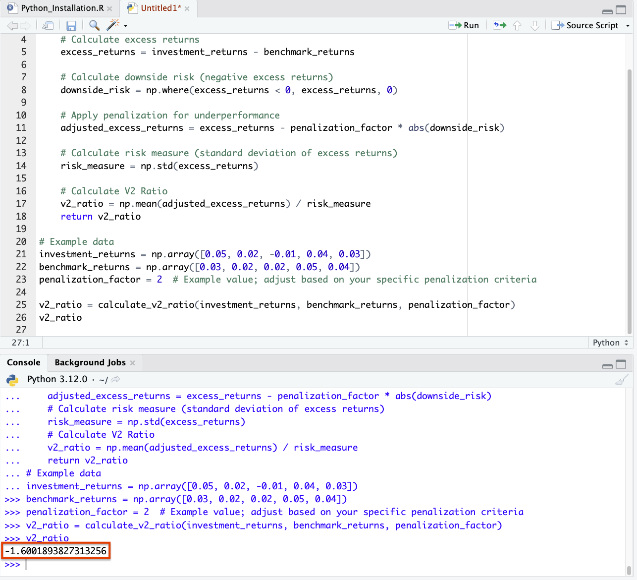 V2 Ratio - Python Code