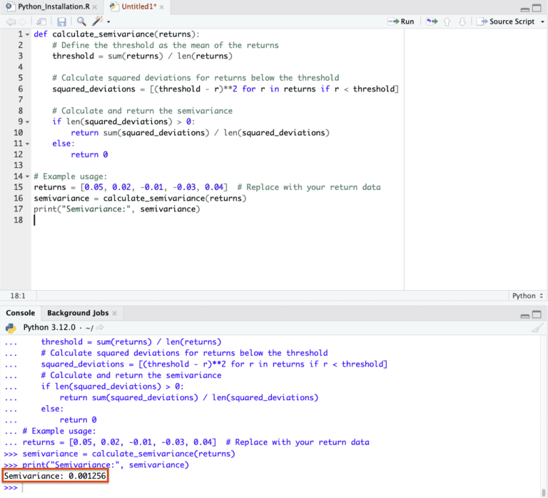 Semivariance in Trading (Calculation, Application, Python Implementation)