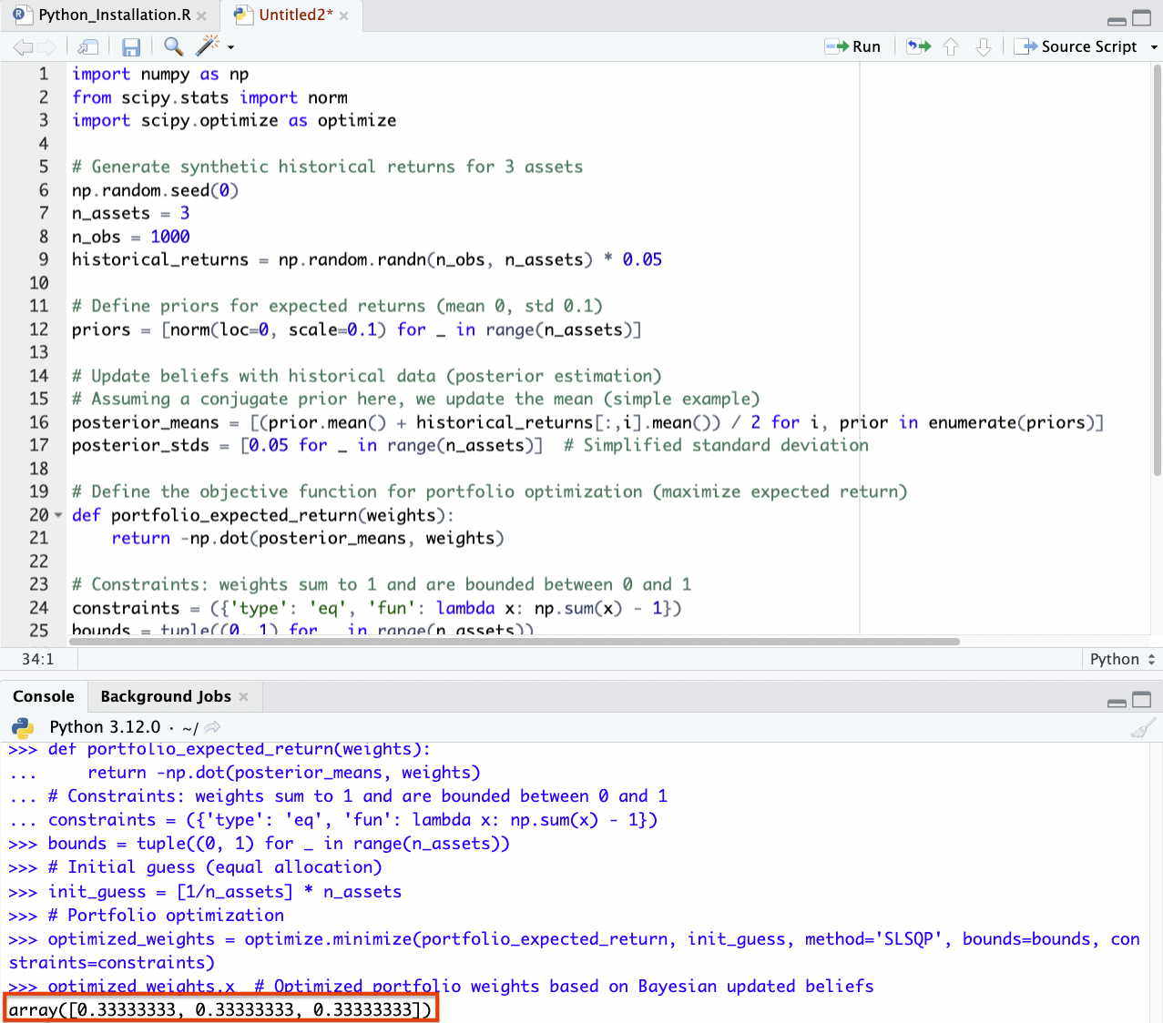 Bayesian Methods in Finance, Python Coding Example