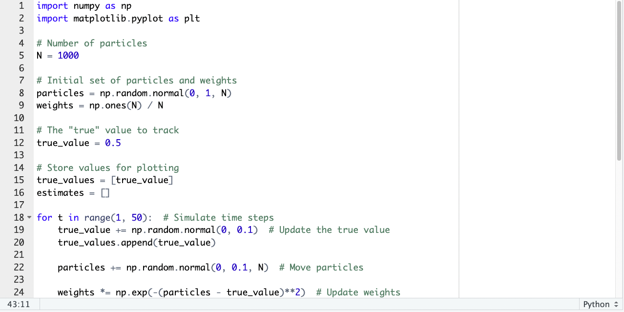 Particle Filtering in Python