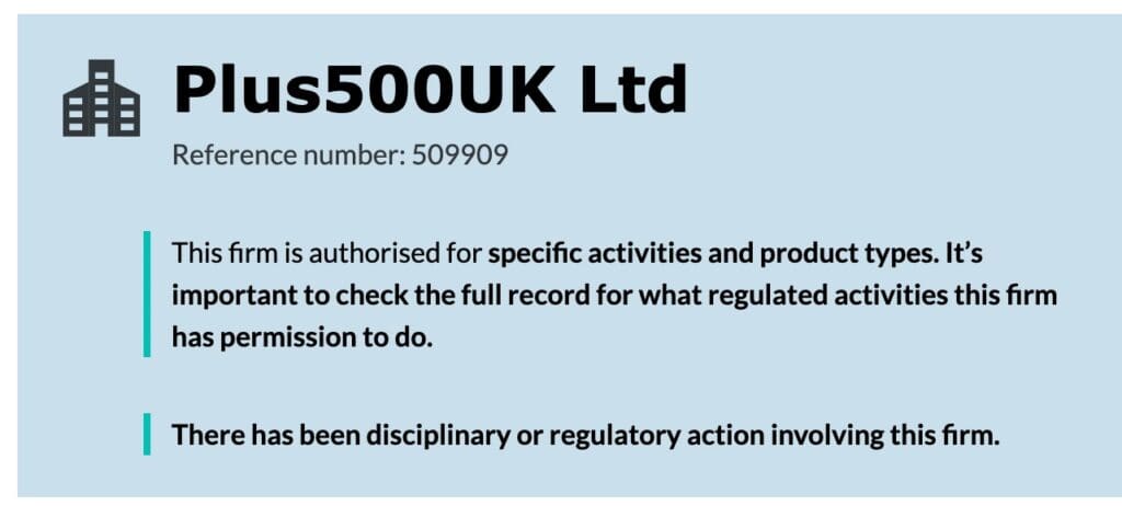 FCA-regulated CFD broker Plus500 license details