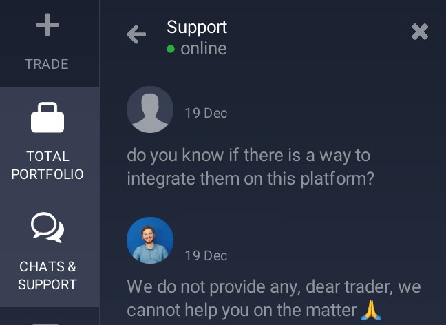 Testing QuadCode Markets live chat support