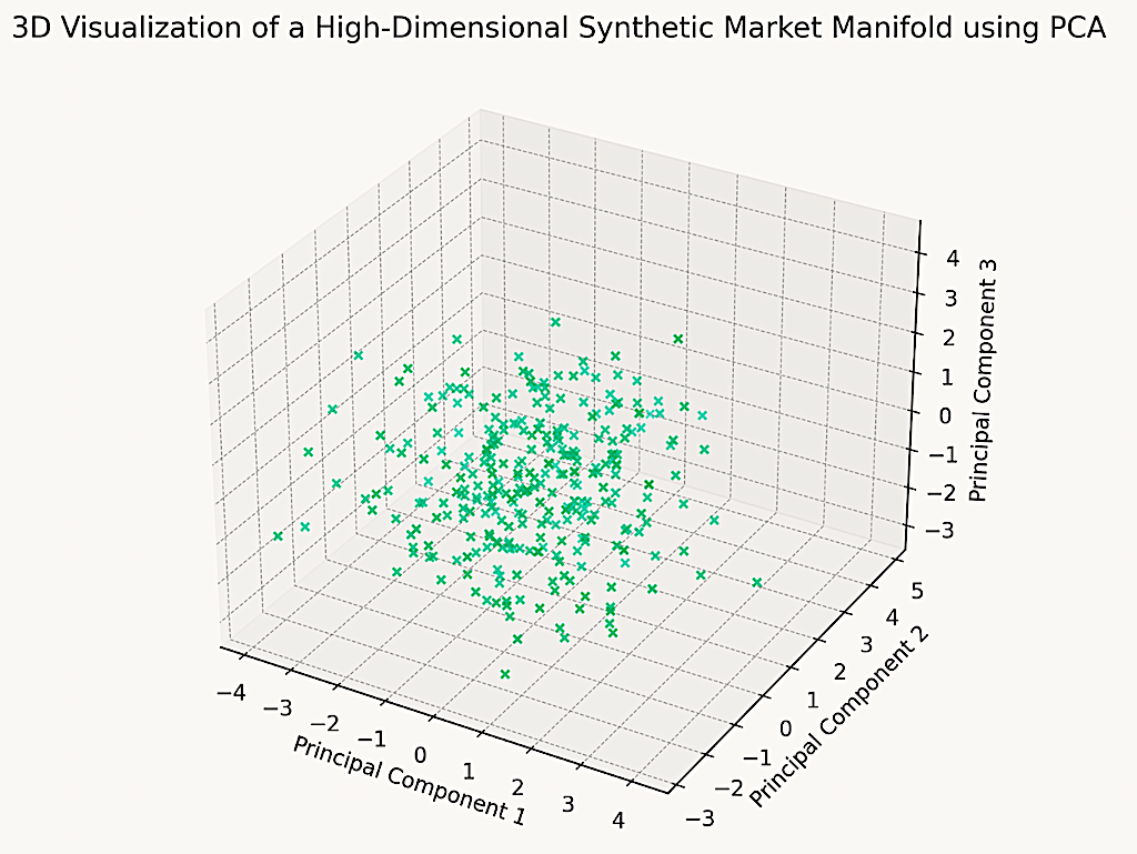 3D visualization of high-dimensional synthetic market data for differential topology example