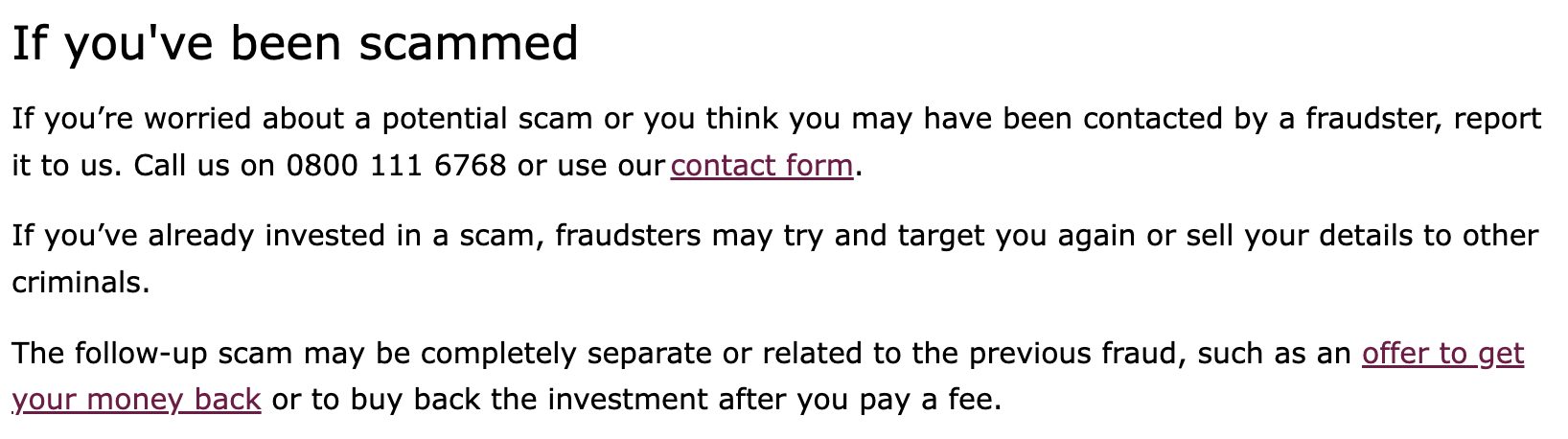 FCA guidance on steps to take after being scammed trading binaries