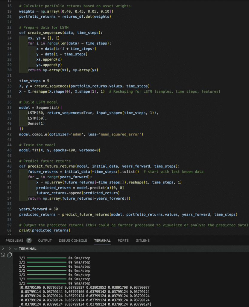 LTSM code for predicting portfolio returns