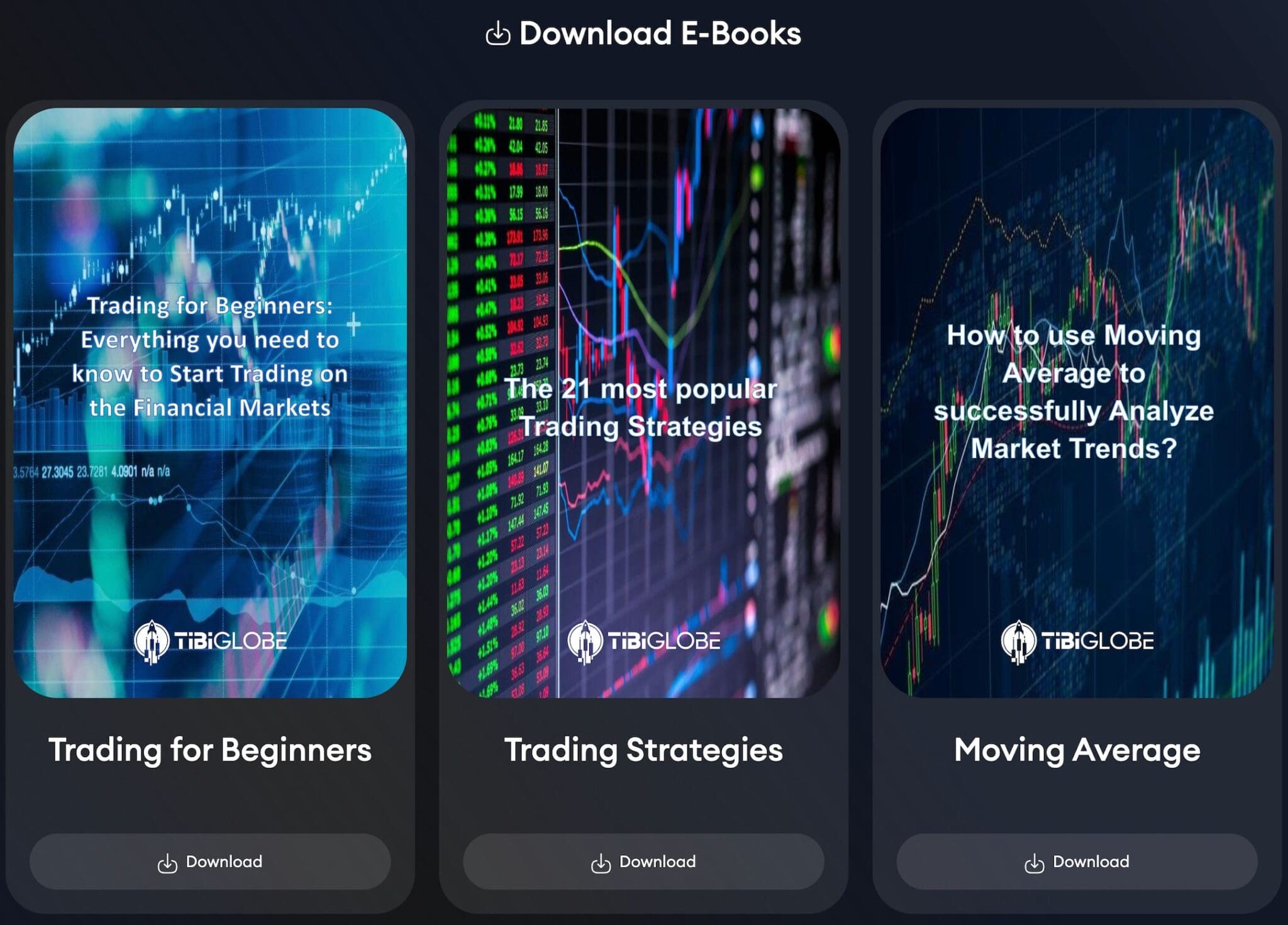 Educational guides available to download at TibiGlobe broker