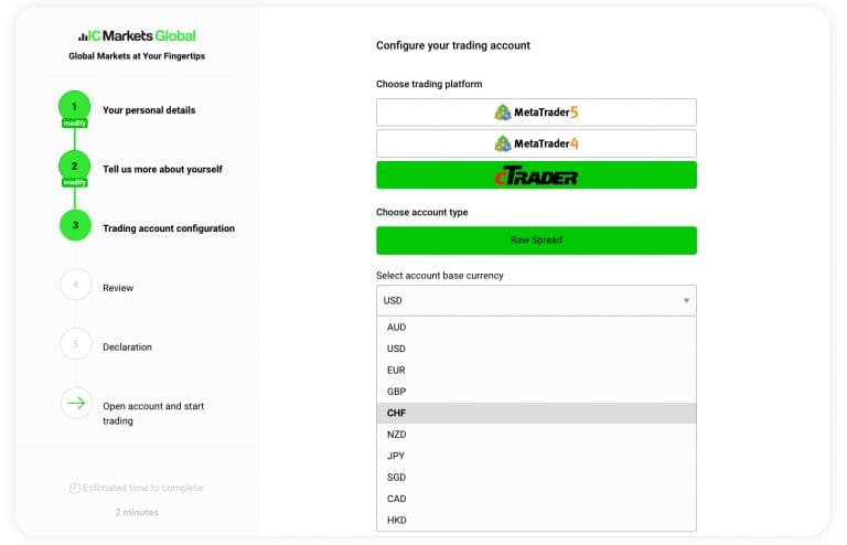 Trading Account Currencies