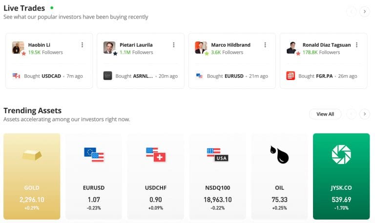 eToro Introduces ‘Live Trades’ With In-The-Moment Trading Insights