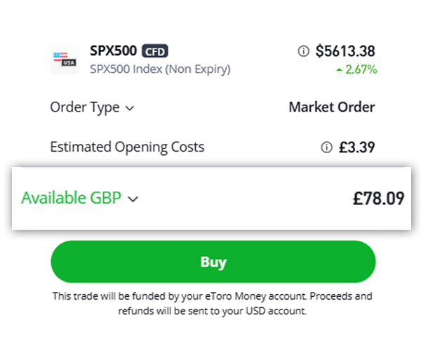 Trading CFDs in GBP at eToro