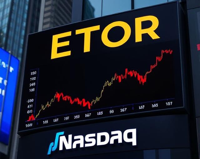 eToro's ETOR stock ticker on NASDAQ chart