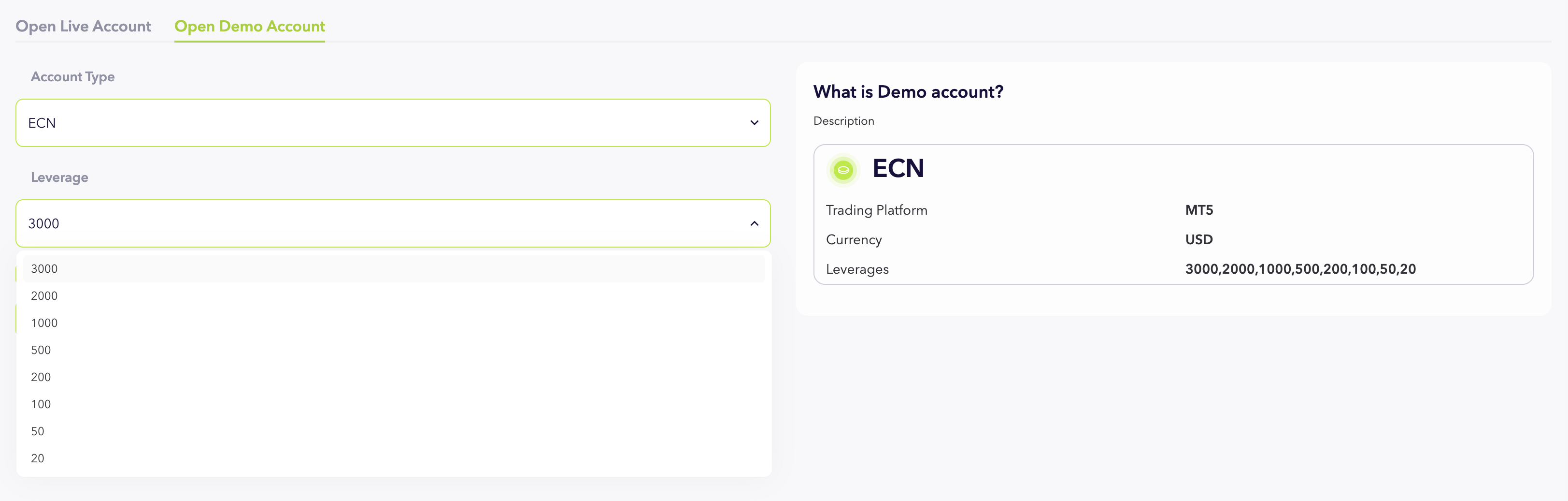 Signing up for an OnFin demo trading account